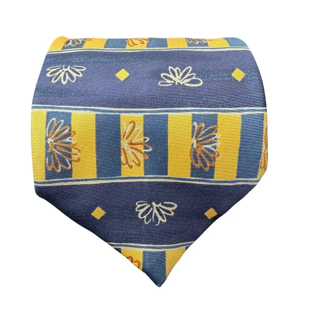 St Michael Marks & Spencer Silk Tie Floral Stripe Vintage